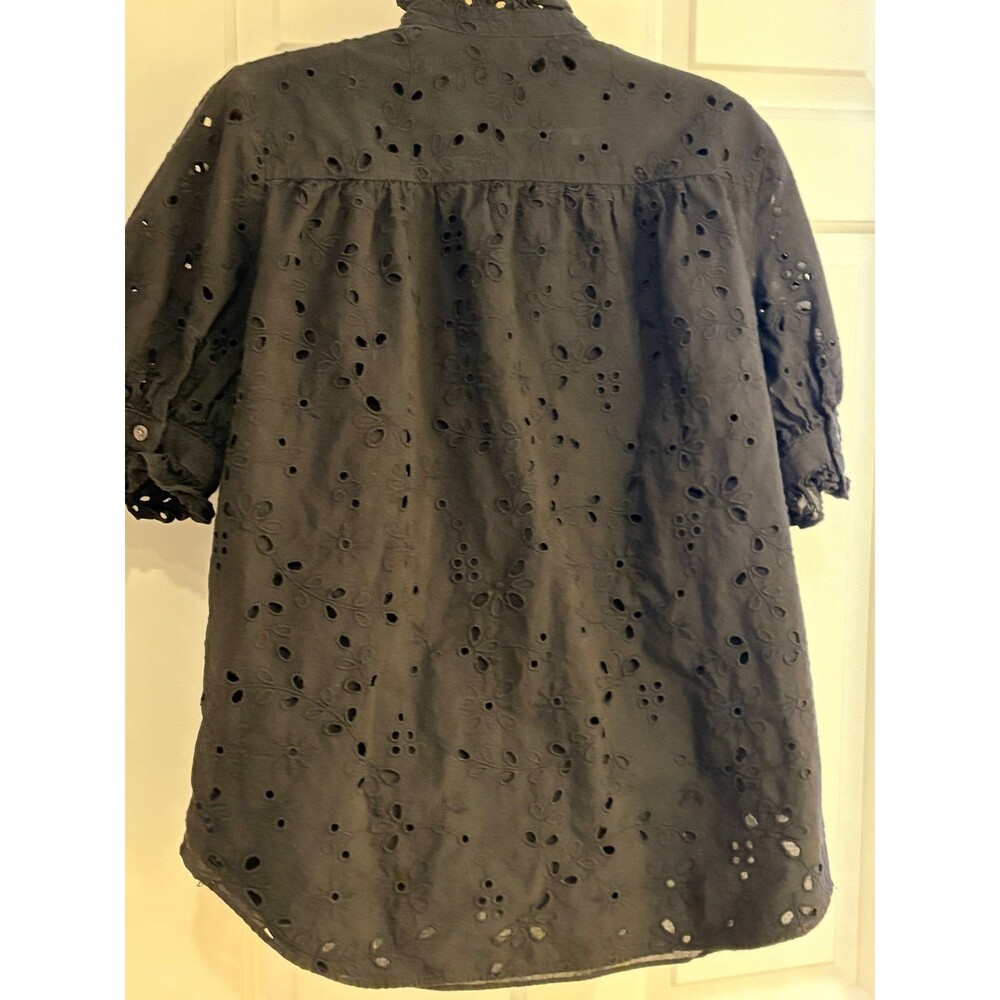 Ann Taylor Black Eyelet Blouse - M - Picture 2 of 5